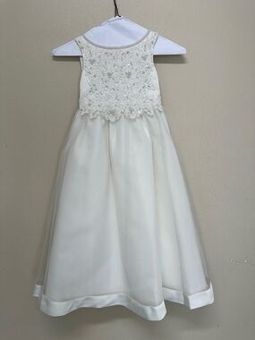 Ivory & pearl Embellished Girls' Formal Dress with Beaded Bodice by Lady Eleanor